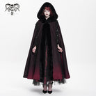 DEVIL FASHION Women's Gothic Floral Embroidered Gradient Hooded Cloak