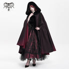 DEVIL FASHION Women's Gothic Floral Embroidered Gradient Hooded Cloak