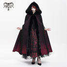 DEVIL FASHION Women's Gothic Floral Embroidered Gradient Hooded Cloak