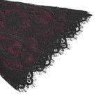 DEVIL FASHION Women's Gothic Floral Embroidered Lace-up Square-cut Collar Lace Dress Red