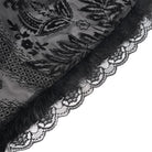 DEVIL FASHION Women's Gothic Floral Embroidered Mesh Splice Lace-up Hooded Dress Black