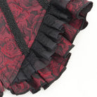 DEVIL FASHION Women's Gothic Floral Embroidered Ruffled Lace-up Tank Top Red