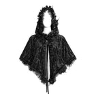 DEVIL FASHION Women's Gothic Floral Lace Hem Hooded Cape