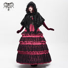 DEVIL FASHION Women's Gothic Floral Lace Hem Hooded Cape