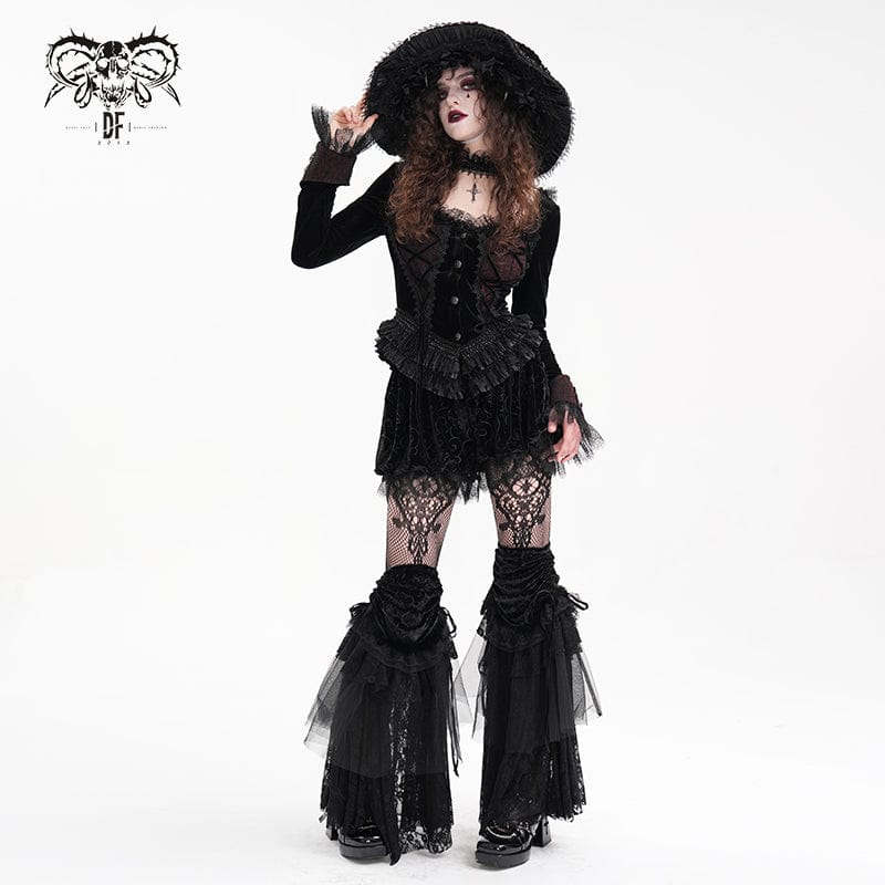 DEVIL FASHION Women's Gothic Floral Lace Mesh Leg Warmers