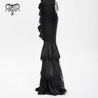 DEVIL FASHION Women's Gothic Floral Printed Rose Chain Fishtail Skirt Black