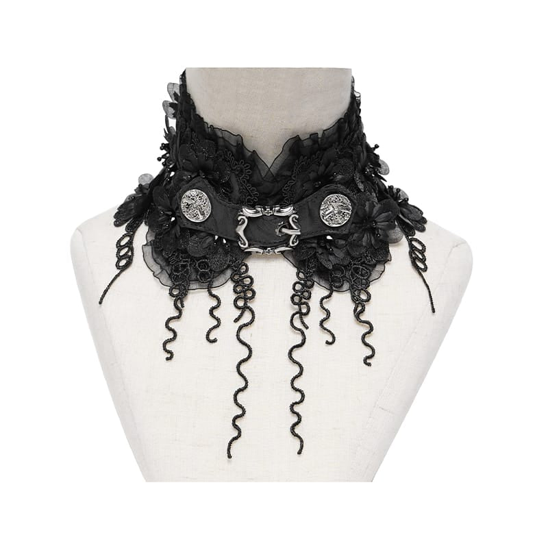 DEVIL FASHION Women's Gothic Floral Tassels Neckwear