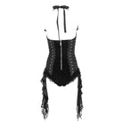 DEVIL FASHION Women's Gothic Halterneck Lace-Up Ruffled Bodysuit