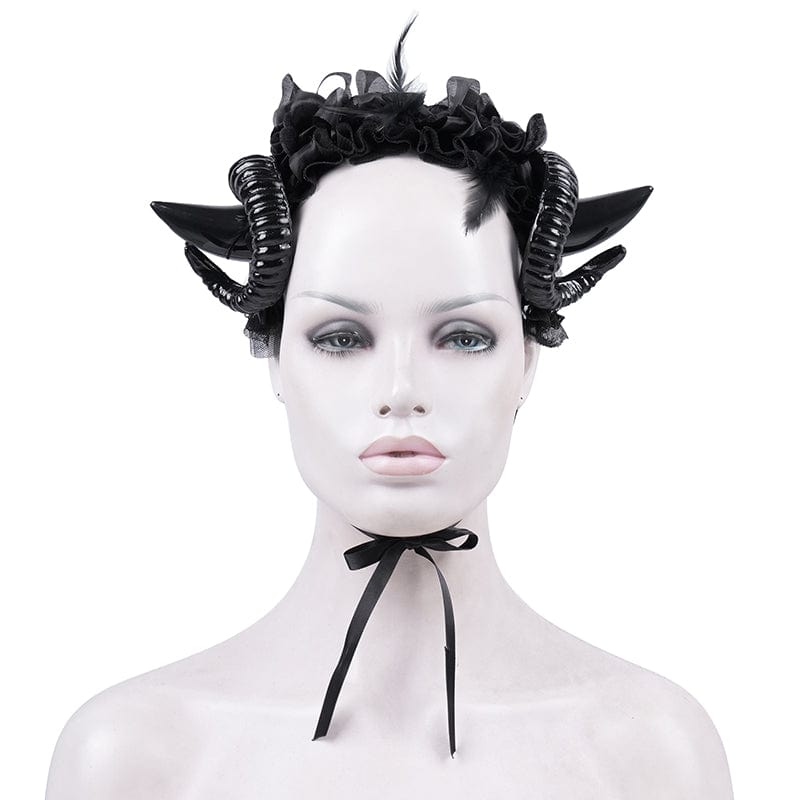 DEVIL FASHION Women's Gothic Horn Mesh Strap Hair Accessories