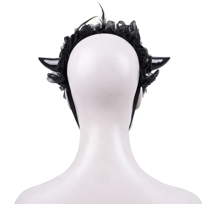 DEVIL FASHION Women's Gothic Horn Mesh Strap Hair Accessories