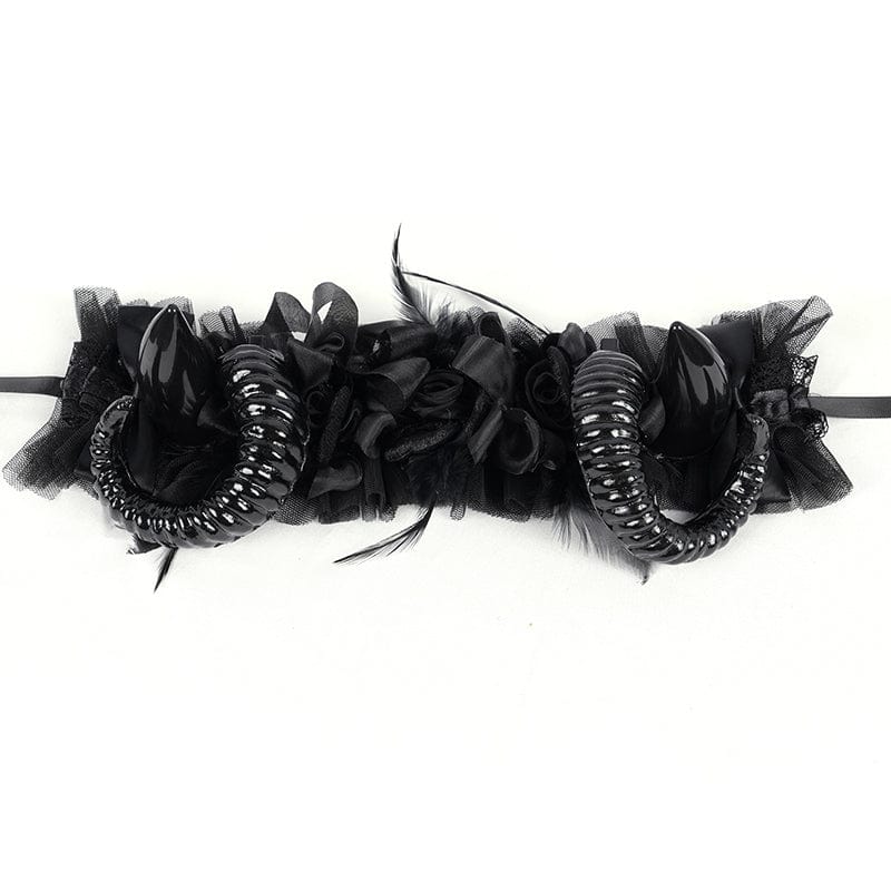 DEVIL FASHION Women's Gothic Horn Mesh Strap Hair Accessories