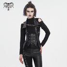 DEVIL FASHION Women's Gothic Irreglar Lace-up Vest with Detachable Collar