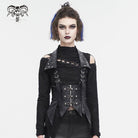 DEVIL FASHION Women's Gothic Irreglar Lace-up Vest with Detachable Collar