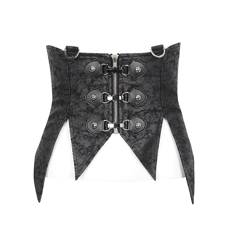 DEVIL FASHION Women's Gothic Irreglar Lace-up Vest with Detachable Collar