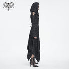 DEVIL FASHION Women's Gothic Irregular Ripped Long Sleeved Hem Dress with Hood