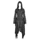 DEVIL FASHION Women's Gothic Irregular Ripped Long Sleeved Hem Dress with Hood