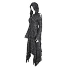DEVIL FASHION Women's Gothic Irregular Ripped Long Sleeved Hem Dress with Hood
