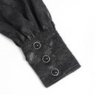 DEVIL FASHION Women's Gothic Jacquard Batwing Shoulder Flap Shirt with Necktie Black