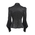 DEVIL FASHION Women's Gothic Jacquard Batwing Shoulder Flap Shirt with Necktie Black