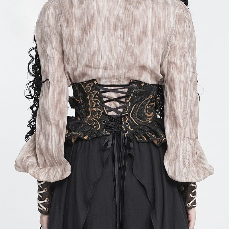 DEVIL FASHION Women's Gothic Jacquard Lace-up Zipper Girdle