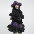 DEVIL FASHION Women's Gothic Jacquard Rose Beaded Cape