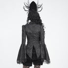 DEVIL FASHION Women's Gothic Jacquard Swallow Tail Flare Sleeve Blouse with Necktie Black