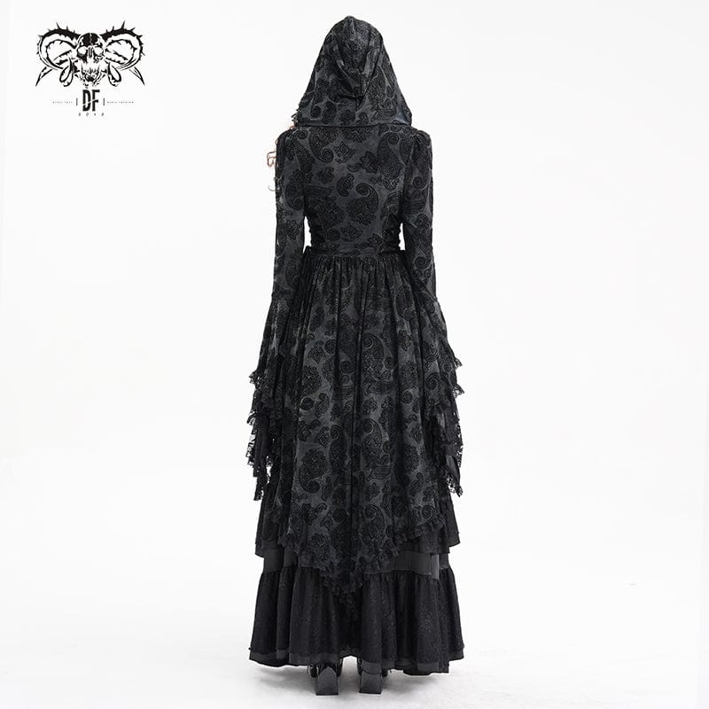 DEVIL FASHION Women's Gothic Lace Batwing Sleeved Jacket with Hood