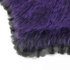 DEVIL FASHION Women's Gothic Lace Embroidery Trim Faux Fur Collar Long Coat with Detachable Bowknot