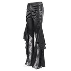 DEVIL FASHION Women's Gothic Lace Floral Flared Pants