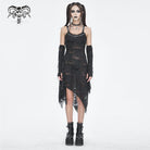 DEVIL FASHION Women's Gothic Lace Ripped Hem Dress with Arm Sleeves