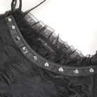 DEVIL FASHION Women's Gothic Lace Ripped Hem Dress with Arm Sleeves