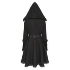 DEVIL FASHION Women's Gothic Lace Ruffle Trim Flared Hem Hooded Coat