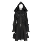 DEVIL FASHION Women's Gothic Lace Ruffle Trim Flared Hem Hooded Coat