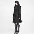 DEVIL FASHION Women's Gothic Lace Ruffle Trim Flared Hem Hooded Coat
