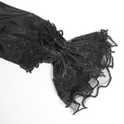 DEVIL FASHION Women's Gothic Lace Trim Lace-up Puff Shoulder Flare Sleeve Shirt