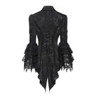 DEVIL FASHION Women's Gothic Lace-up Chained Cutout Flare Sleeve Shirt