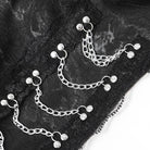 DEVIL FASHION Women's Gothic Lace-up Chained Cutout Flare Sleeve Shirt
