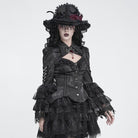 DEVIL FASHION Women's Gothic Lace-up Chained Cutout Flare Sleeve Shirt