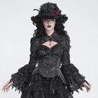 DEVIL FASHION Women's Gothic Lace-up Chained Cutout Flare Sleeve Shirt