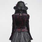 DEVIL FASHION Women's Gothic Lace-up Chained Flare Sleeve Velvet Top Red
