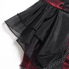 DEVIL FASHION Women's Gothic Lace-up Chained Ruched Irregular Hem Slip Dress Black-Red
