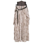 DEVIL FASHION Women's Gothic Lace-up Eyelets Rivets Long Skirt Coffee