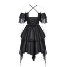 DEVIL FASHION Women's Gothic Lace-up Halter Lace Irregular Hem Dress