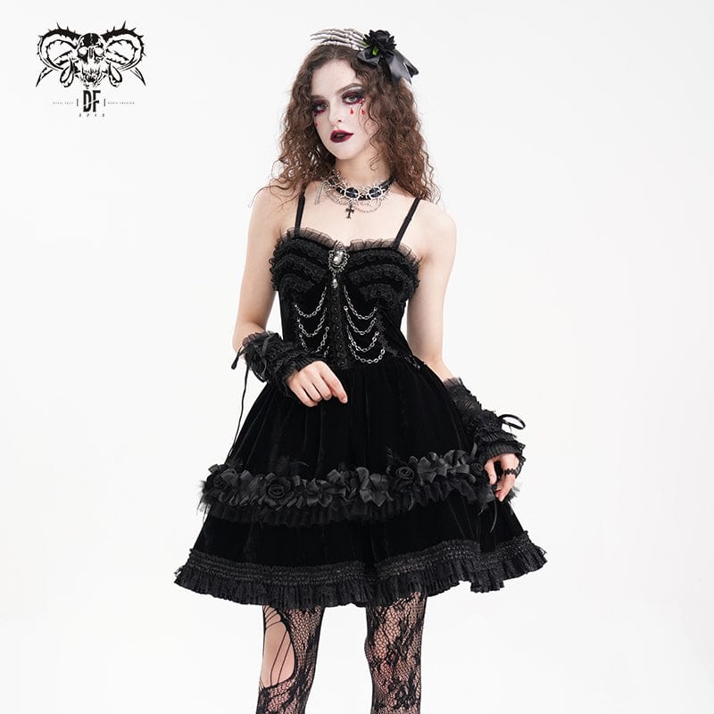 DEVIL FASHION Women's Gothic Lace-up Mesh Lace Arm Sleeves