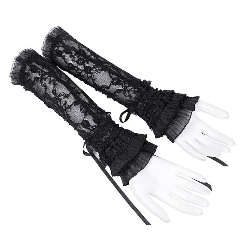 DEVIL FASHION Women's Gothic Lace-up Mesh Lace Arm Sleeves