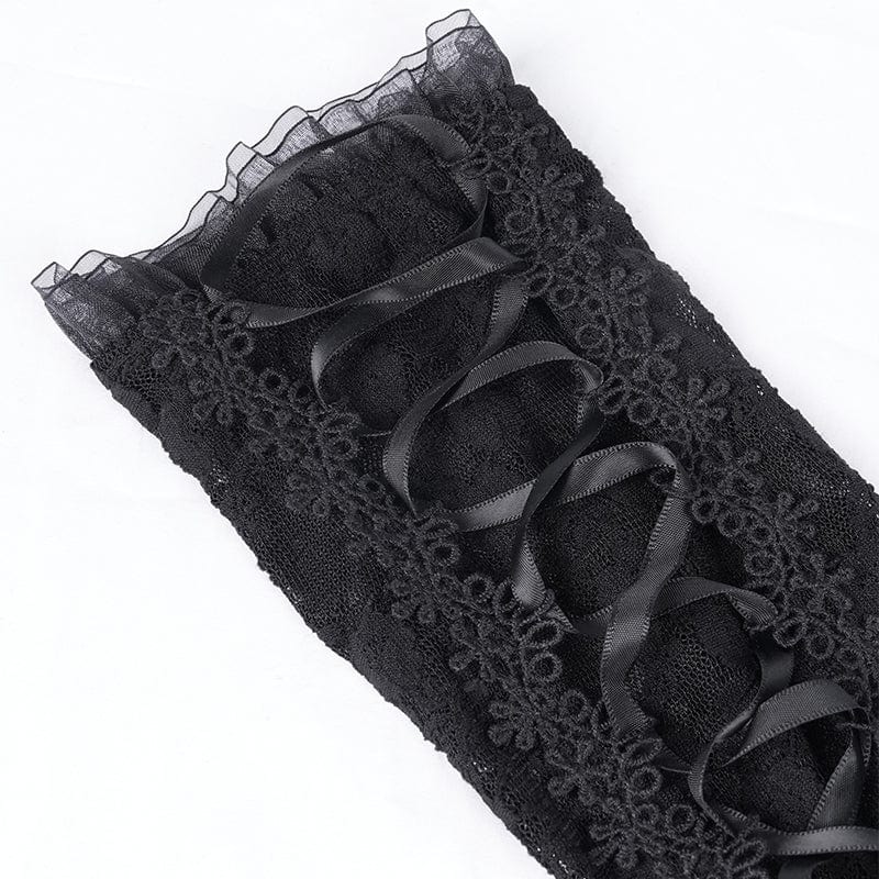 DEVIL FASHION Women's Gothic Lace-up Mesh Lace Arm Sleeves