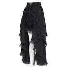 DEVIL FASHION Women's Gothic Lace-up Rose Ruffle High Low Hem Skirt