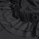 DEVIL FASHION Women's Gothic Lace-up Rose Ruffle High Low Hem Skirt