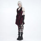 DEVIL FASHION Women's Gothic Lace-up Ruffle Halter Plaid Dress