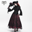 DEVIL FASHION Women's Gothic Lace-up Turn-down Collar Flared Sleeved Jacket